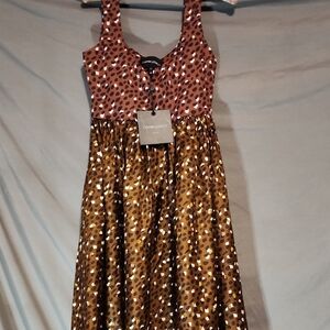 Cynthia Rowley NWT Brown and Black Polka Dot Dress